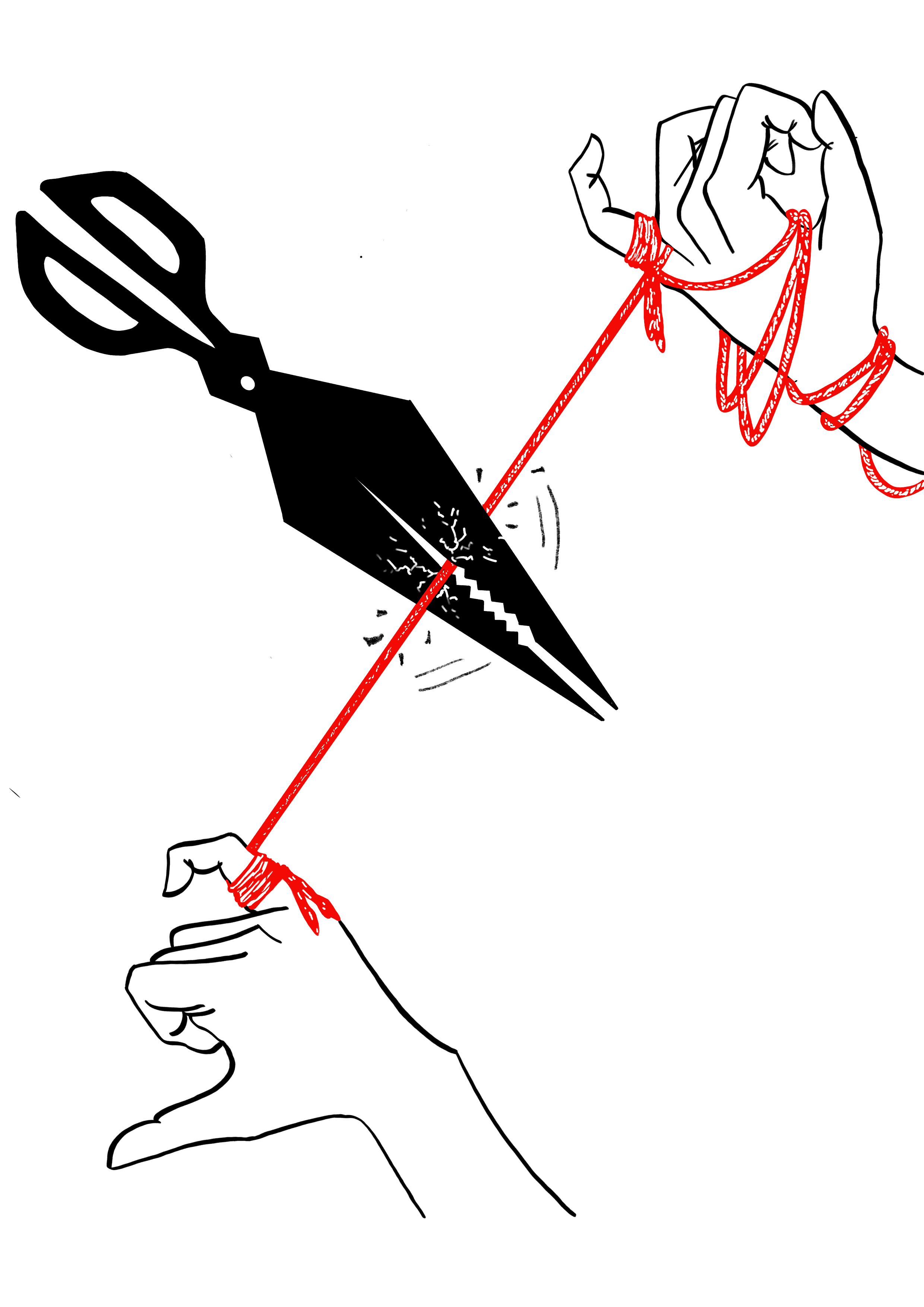unbreakable bond partner customer scissor illustration